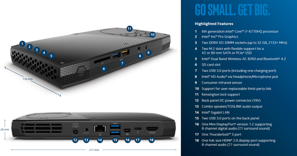 Intel NUC Kit NUC6i7KYK Mini PC