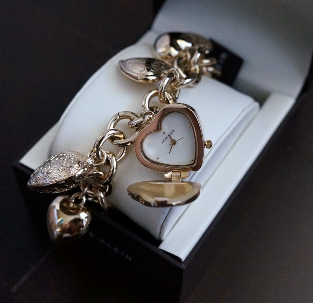 anne klein charm bracelet watch silver