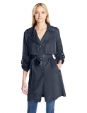 75% off 7 For All Mankind Women’s Soft Drape Sand Washed Tencel Single Breasted Trench, Navy, Large $63.69