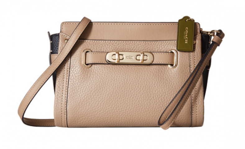 50% OFF!  COACH Color Block Pebbled Leather Coach Swagger Wristlet $129.99
