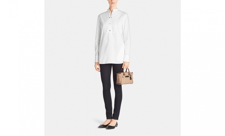 50% OFF!  COACH Color Block Pebbled Leather Coach Swagger Wristlet $129.99