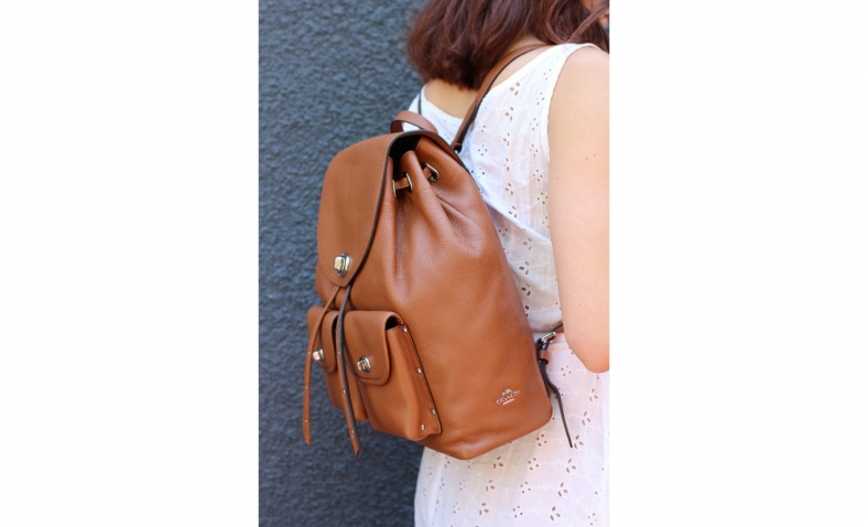 64% OFF! 2016 new！ COACH Refined Pebble Leather Turnlock Tie Rucksack $179.99