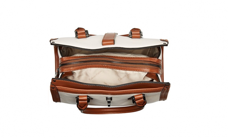 Calvin Klein Laiken Pebble Satchel, White/Luggage $72.55