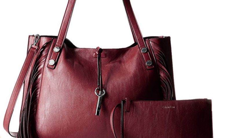 Black Friday  Calvin Klein Novelty Fringe Reversible ValentBlk Tote Bag $59.99