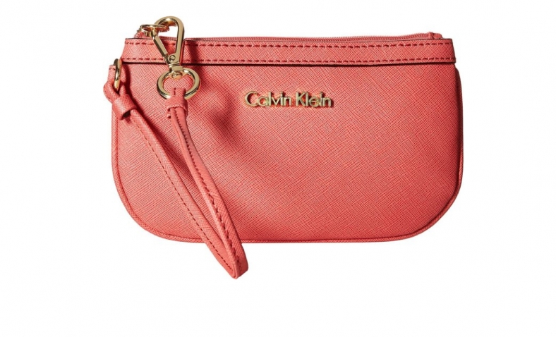 Calvin Klein Saffiano Wristlet Handbag, Salmon, One Size $26.26