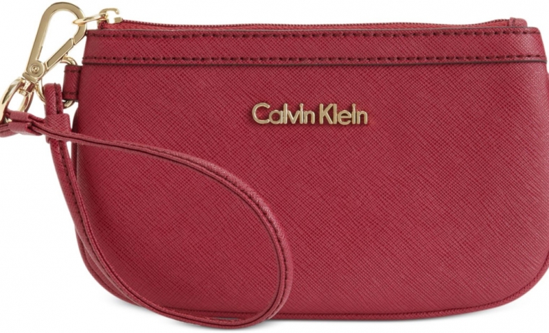 Calvin Klein Saffiano Wristlet Handbag, Salmon, One Size $26.26