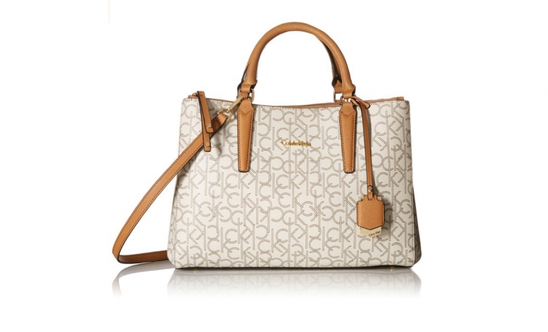 Calvin Klein Signature Satchel Bag, Almond/Khaki/Cashew$109.10