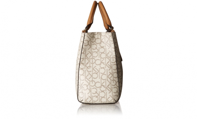 Calvin Klein Signature Satchel Bag, Almond/Khaki/Cashew$109.10