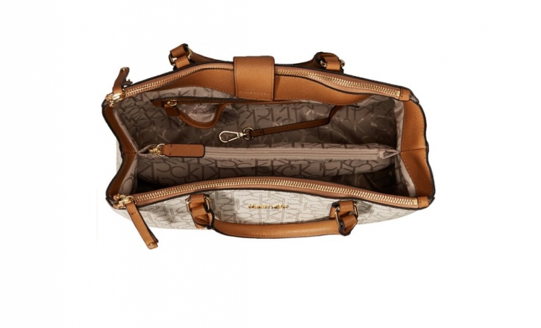 Calvin Klein Signature Satchel Bag, Almond/Khaki/Cashew$109.10