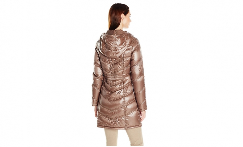 Calvin Klein Women’s Mid-Length Packable Chevron Down Coat $52.29