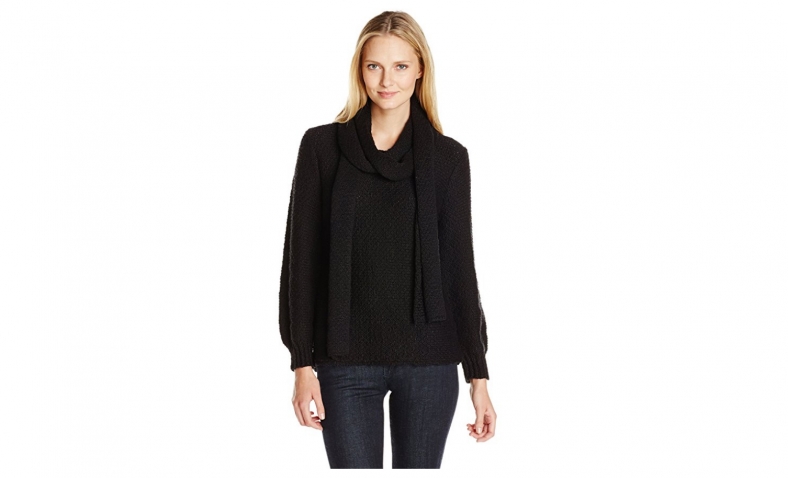 Calvin Klein Women’s Slub Yarn Sweater with Scarf $25.36