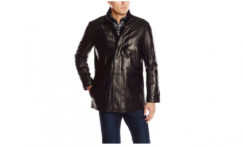 78% off!   Cole Haan Men’s Smooth Lamb Leather Car Coat $178.55