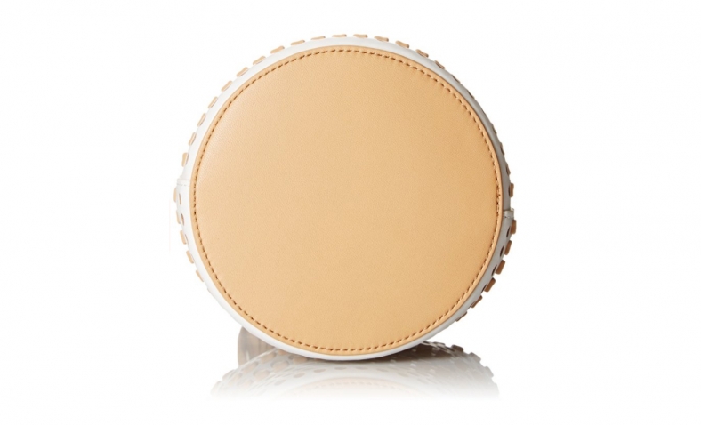 LOEFFLER RANDALL Mini Industry Perforated Woven Leather Bucket Cross Body, White/Silver/Natural $78.76