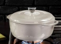 Lodge EC6D13 Enameled Cast Iron 6 Quart Dutch Oven , Oyster White $39.25