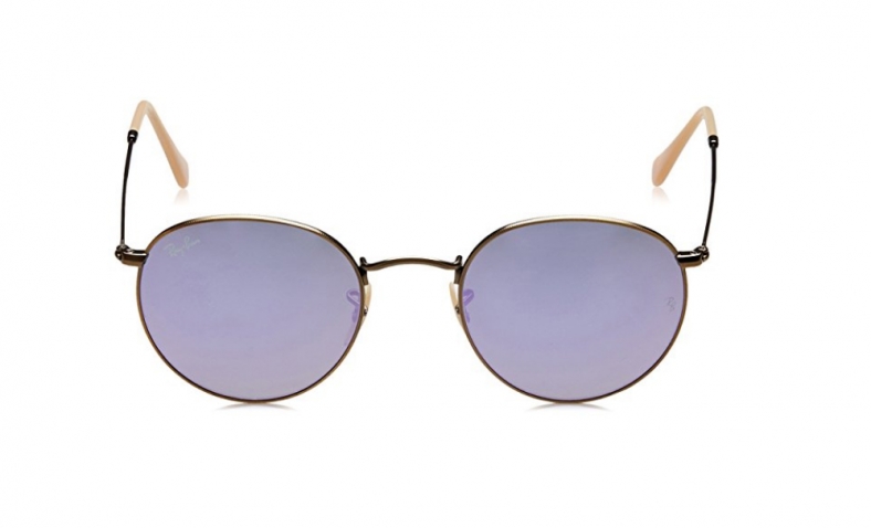 Ray-Ban ROUND METAL – DEMIGLOS BRUSCHED BRONZE Frame LILLAC MIRROR Lenses 50mm Non-Polarized  $84.54