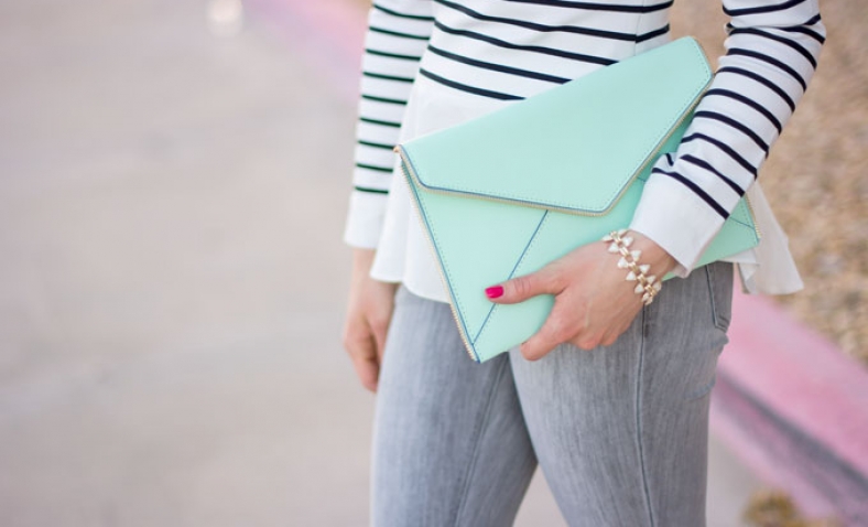 Rebecca Minkoff Star Perf Leo Envelope Clutch, Bleached Blue, One Size $58.50