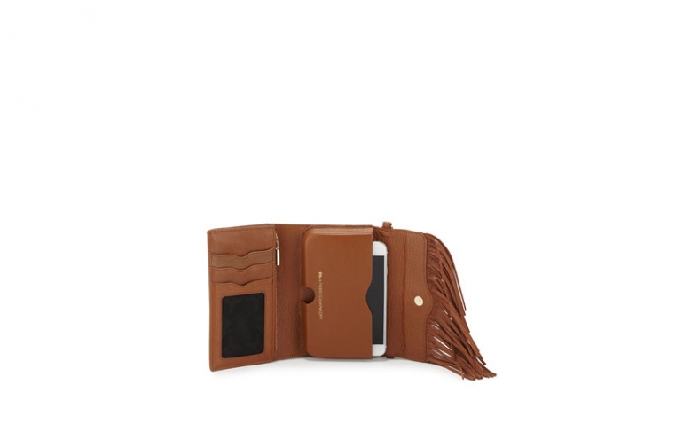 Rebecca Minkoff Universal Fringe Crossbody Iphone 6 Galaxy S6 Phone Wristlet, Almond, One Size$59.98