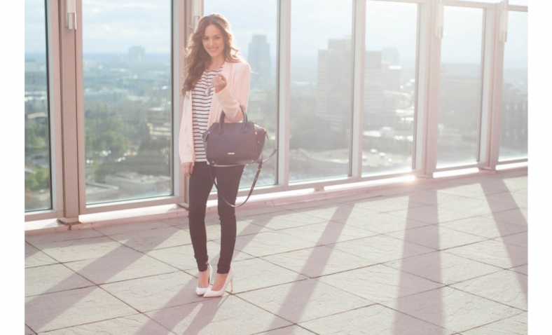 Rebecca Minkoff Mini Perry Satchel Shoulder Bag, Bleached Blue, One Size$149.99