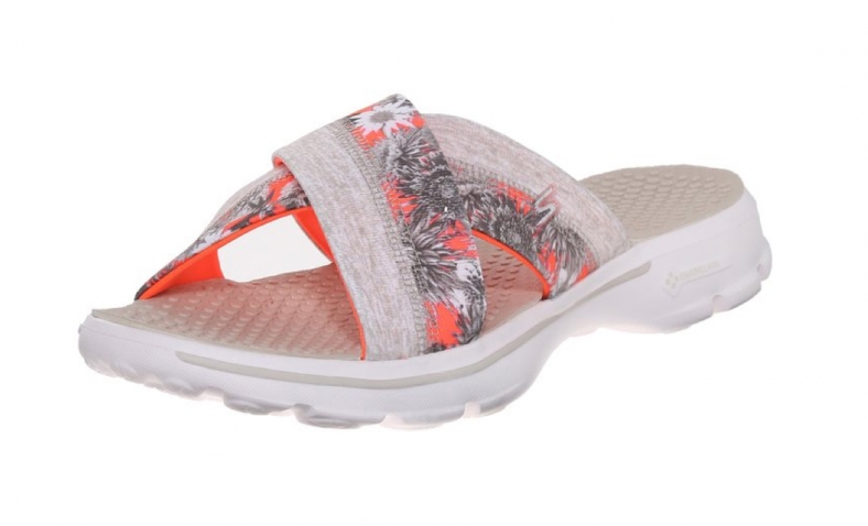 Skechers Performance Womens Go Walk-Fiji Sandal, Natural Coral Flower, 6 M US $29.96