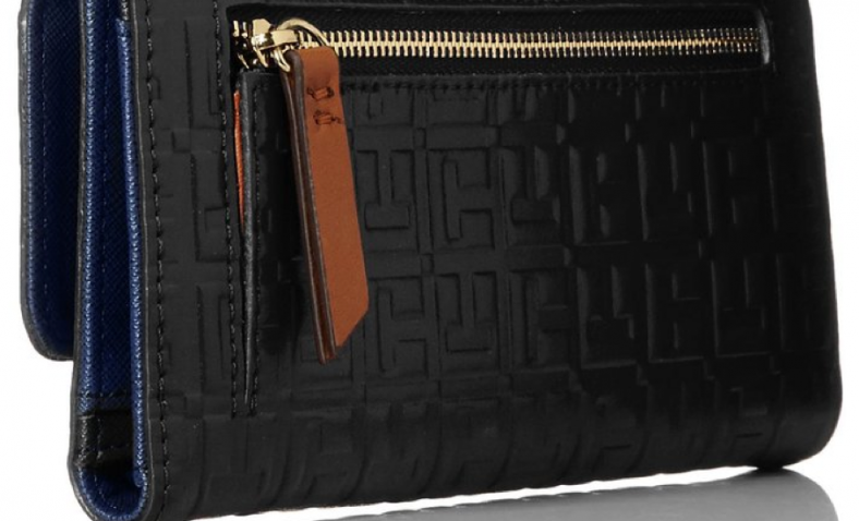 Tommy Hilfiger Debossed Large Flap Wallet, Black, One Size $45.78