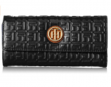 Tommy Hilfiger Debossed Large Flap Wallet, Black, One Size $45.78