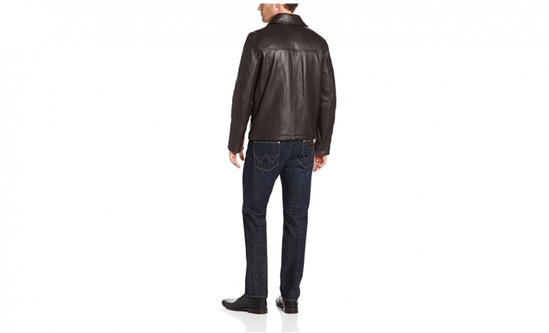 Only for size M! Tommy Hilfiger Men’s Rugged Open-Bottom Leather Jacket $124.77