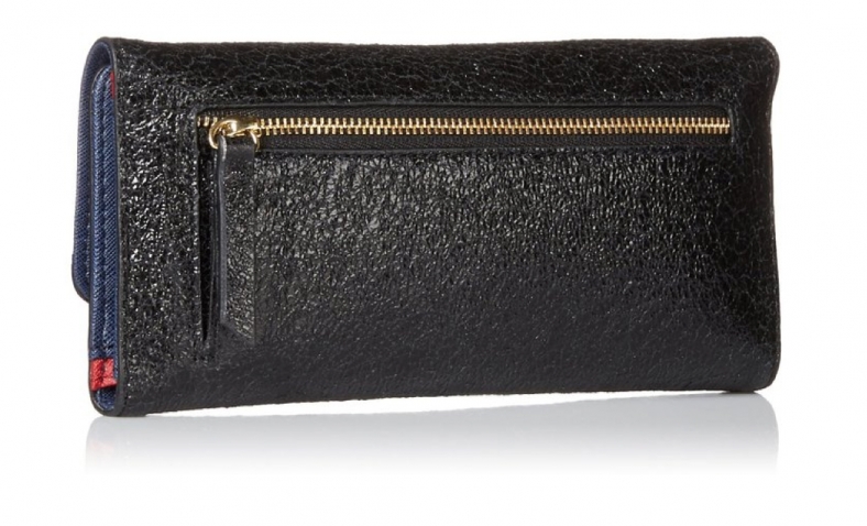 Tommy Hilfiger Metallic Flap Wallet, Black, One Size$34.30