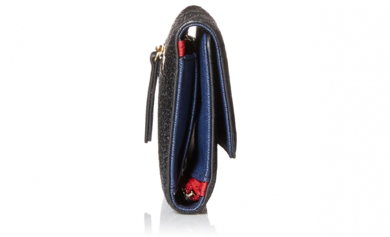 Tommy Hilfiger Metallic Flap Wallet, Black, One Size$34.30