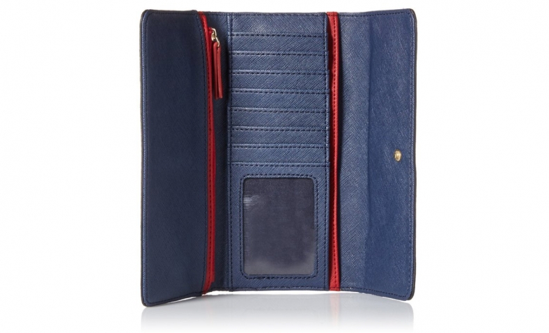 Tommy Hilfiger Metallic Flap Wallet, Black, One Size$34.30