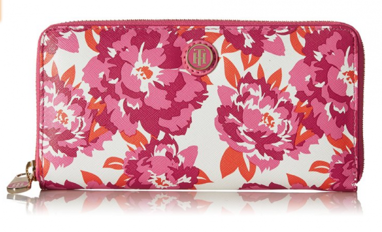 Tommy Hilfiger TH Floral Zip Around Wallet, Pink/Coral, One Size $32.56