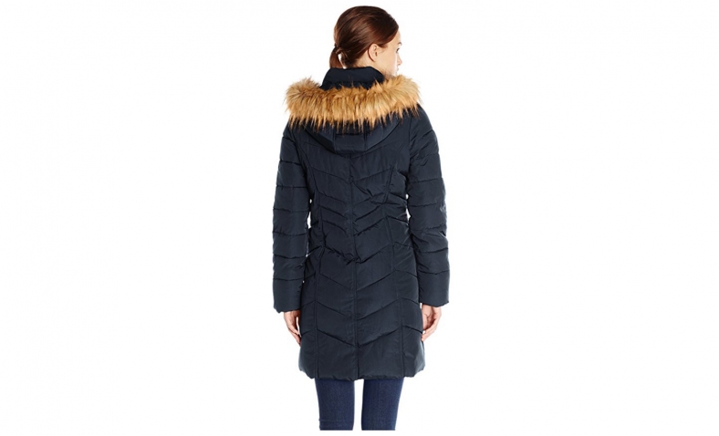84% off!  Tommy Hilfiger Women’s Long Chevron Quilted Down Alternative Coat $52.56