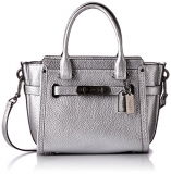 Coach Swagger 21 Women’s Pebbled Leather Satchel, DK/Silver $174.99