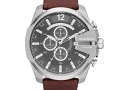46% off!  Diesel DZ4290 Mega Chief Stainless Steel Brown Leather Watch $118.99