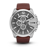 46% off!  Diesel DZ4290 Mega Chief Stainless Steel Brown Leather Watch $118.99