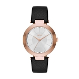 50% off!  DKNY ‘Stanhope’ Quartz Stainless Steel and Black Leather Casual Watch (Model: NY2468)  $67.49