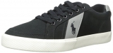 Polo Ralph Lauren Men’s Hugh-SK-VLC Fashion Sneaker, Polo Black/Museum Grey, 8 D US $22.94