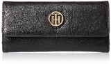 Tommy Hilfiger Metallic Flap Wallet, Black, One Size$34.30